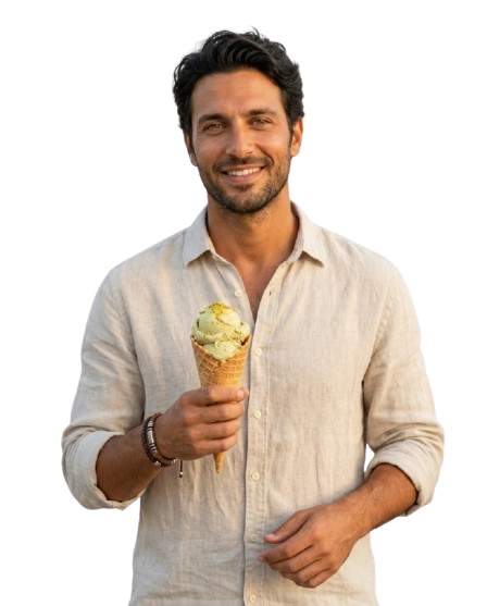 Brian holding an ice cream cone